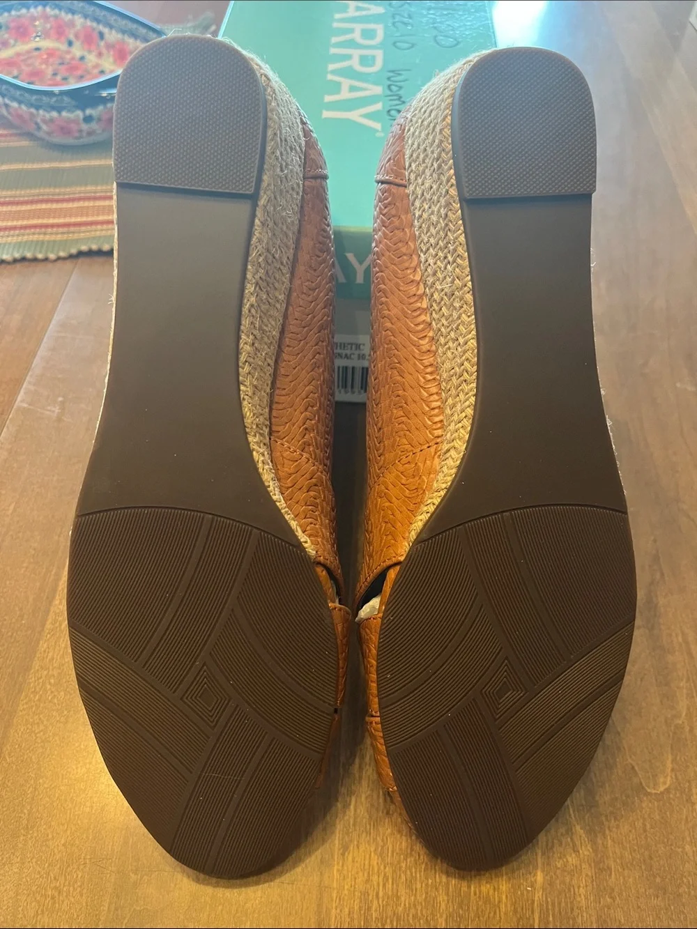 Array Tan Woven Leather Wedge Sandals